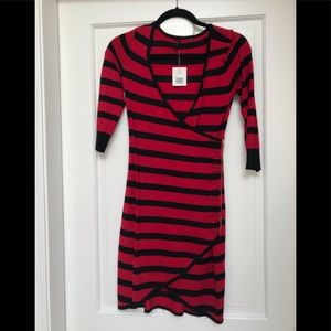 Red/black striped sweater dress